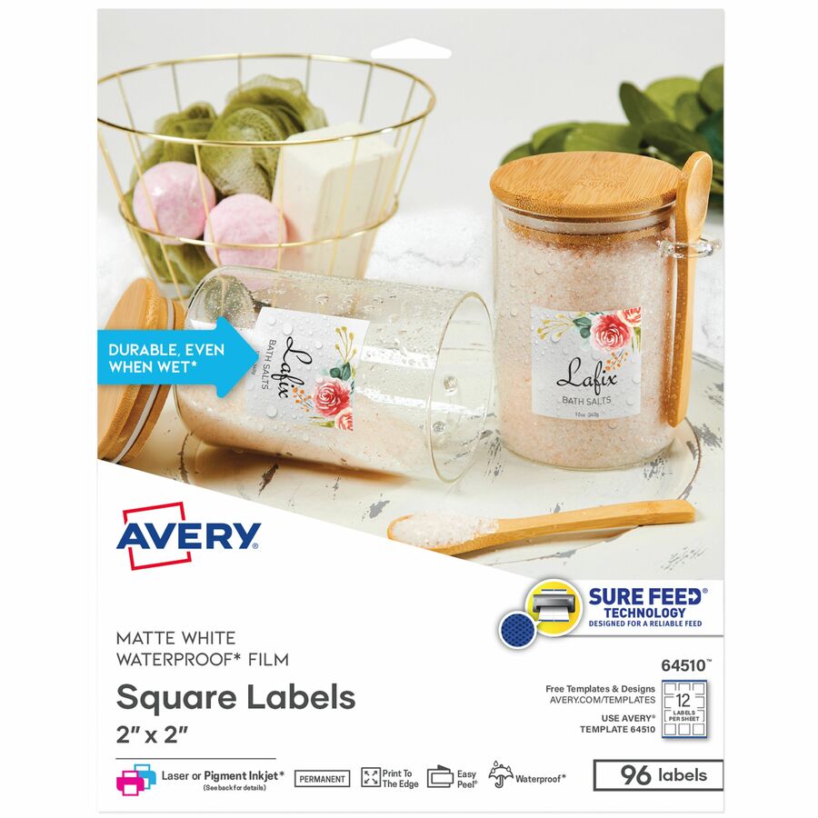 thumbnail image 2 of Avery Matte White Square Labels - 3/4 X 3/4 Inch, 2,000 Labels With Sure Feed Technology 2 of 14