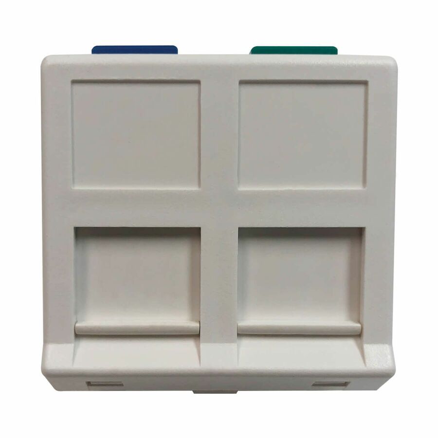 Tripp Lite 2-Port European-Style Insert, Unloaded Shuttered Angled Module, Icon Tabs, White - 2 x Total Number of Socket(s) - Matte White - Acrylonitrile Butadiene Styrene (ABS)