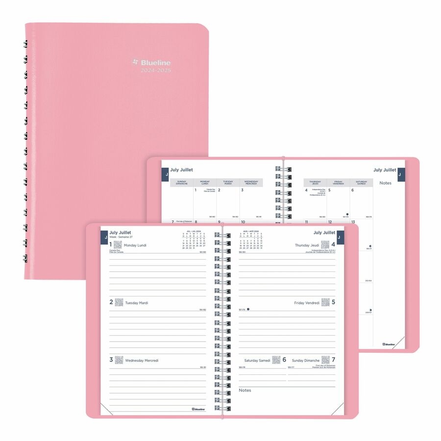 Blueline Academic Weekly Planner Fashion 2024-2025 - Pink - Bilingual