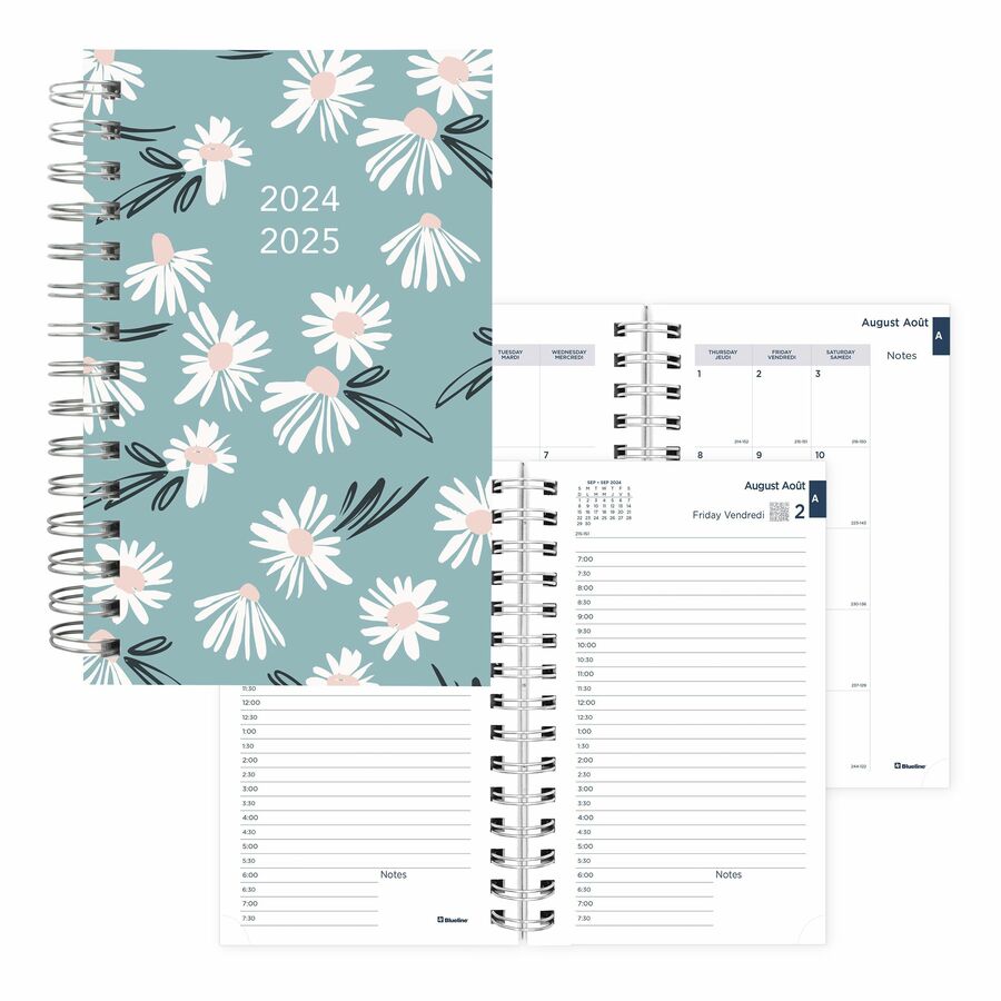 Blueline Academic Daily Planner Spring 2024-2024 - Blue - Bilingual