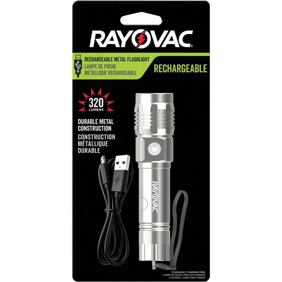 Lampe de poche rechargeable en m&eacute;tal à LED Rayovac