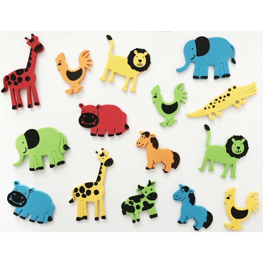 DBLG Import Self-Adhesive Foam Farm and Zoo Animal Shapes