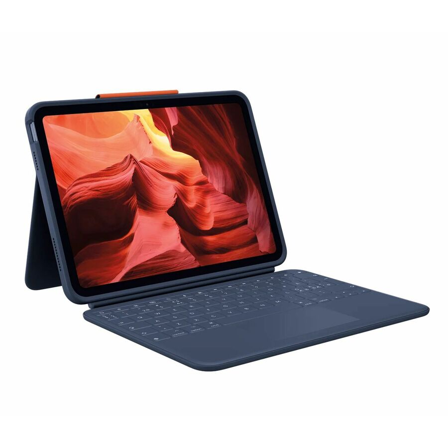 Logitech - Étui pour clavier/housse Rugged Combo 4 Touch Durci (Folio) pour 10,9 po Apple iPad (10e g&eacute;n&eacute;ration) Tablette - Bleu classique