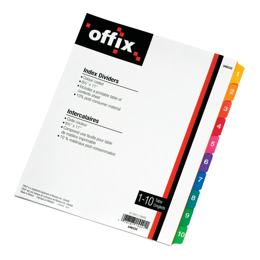 Intercalaires à code couleur Offix&reg; - Novexco