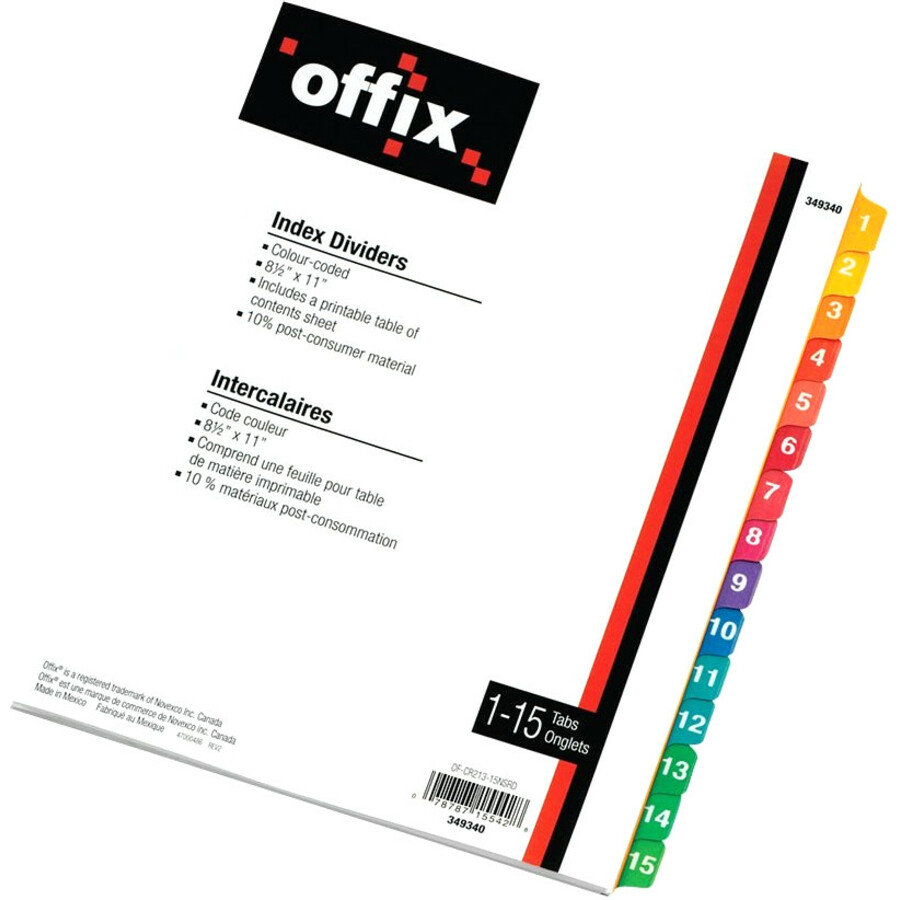 Intercalaires à code couleur Offix&reg; - Novexco