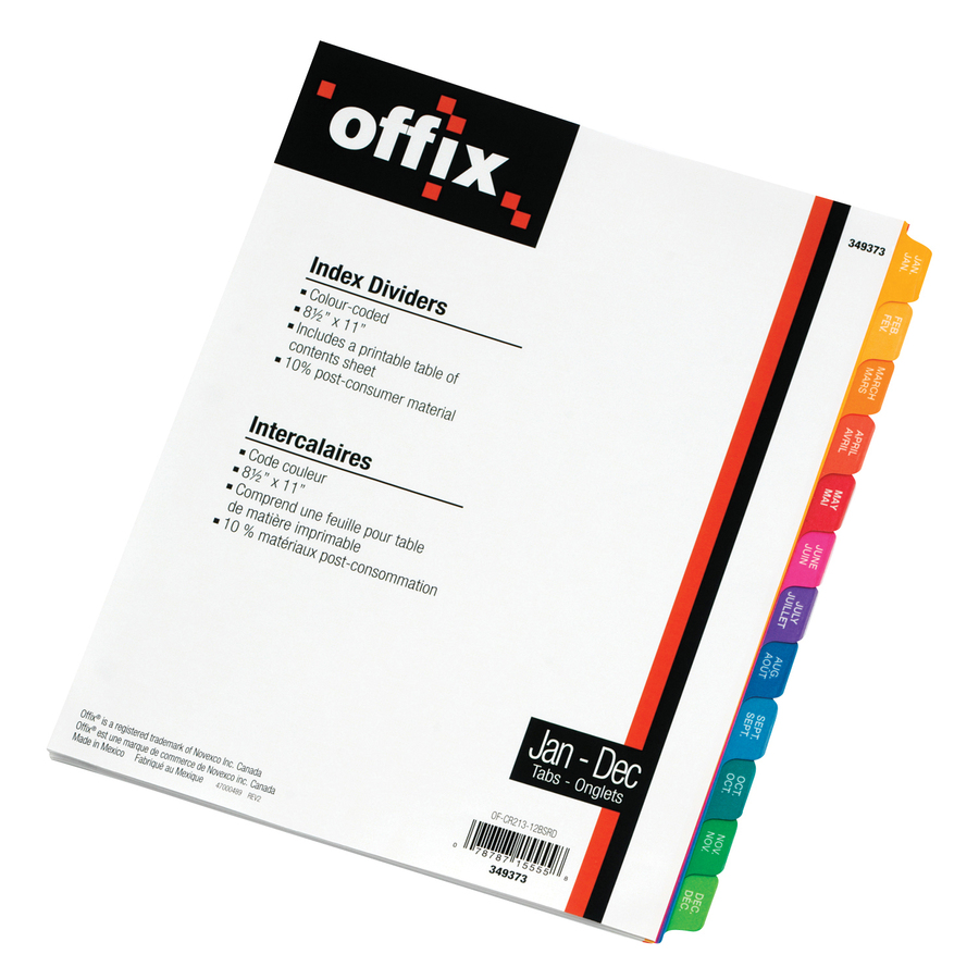 Intercalaires à code couleur Offix&reg; - Novexco