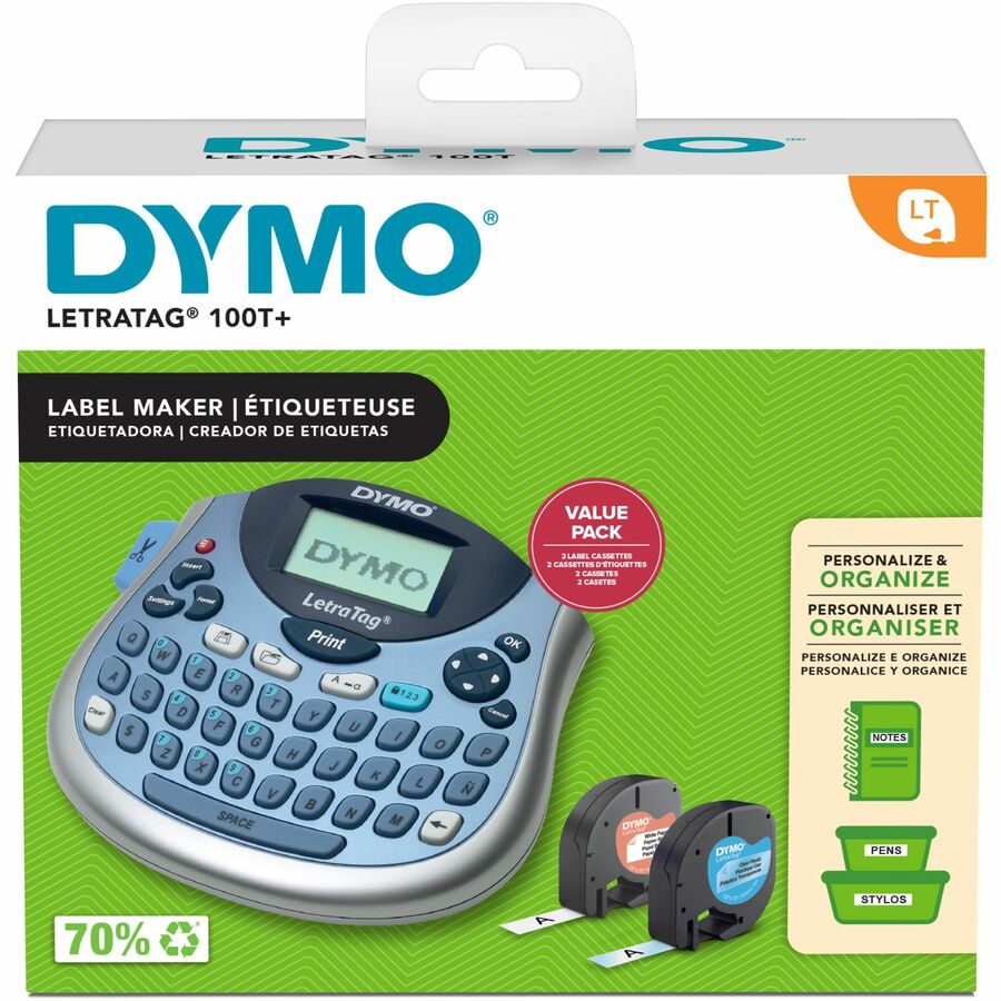 Dymo LetraTag 100T Label Maker - 5 Font Size - Battery - 4 Batteries  Supported - AA - Blue - Handheld - Auto Power Off - for Home, Office - Kopy  Kat Office