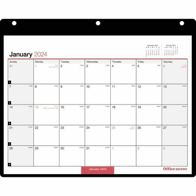 Office Depot Monthly Desk Wall Calendar, 11" x 8" , White, January To