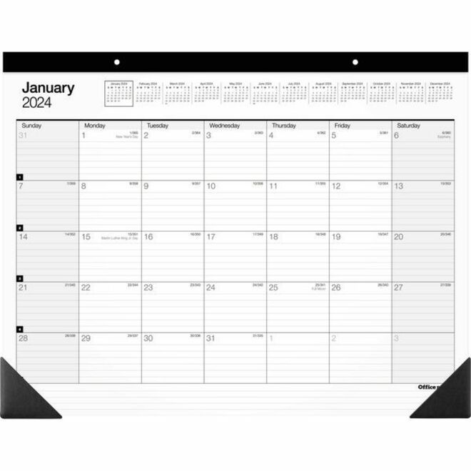 Office Depot Monthly Desk Pad Calendar, 213/4" x 17" , White, January