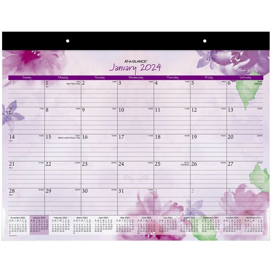 At-A-Glance Beautiful Day 2024 Monthly Desk Pad Calendar, Standard, 21 ...