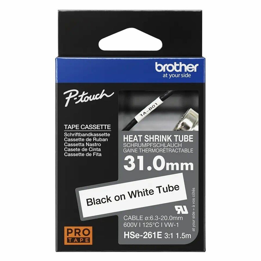 Tube thermor&eacute;tractable blanc avec texte noir HSE261E - Brother