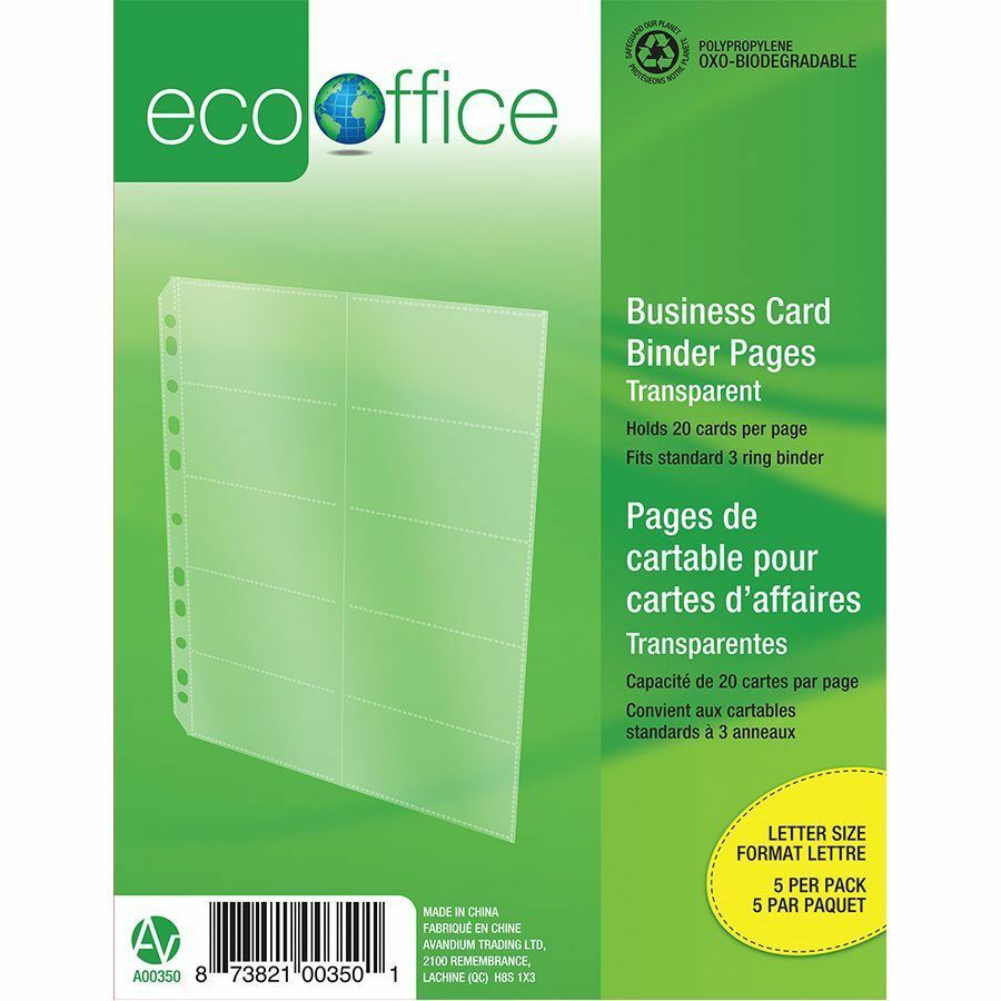 Pages de classeur pour cartes d'affaires - EcoOffice