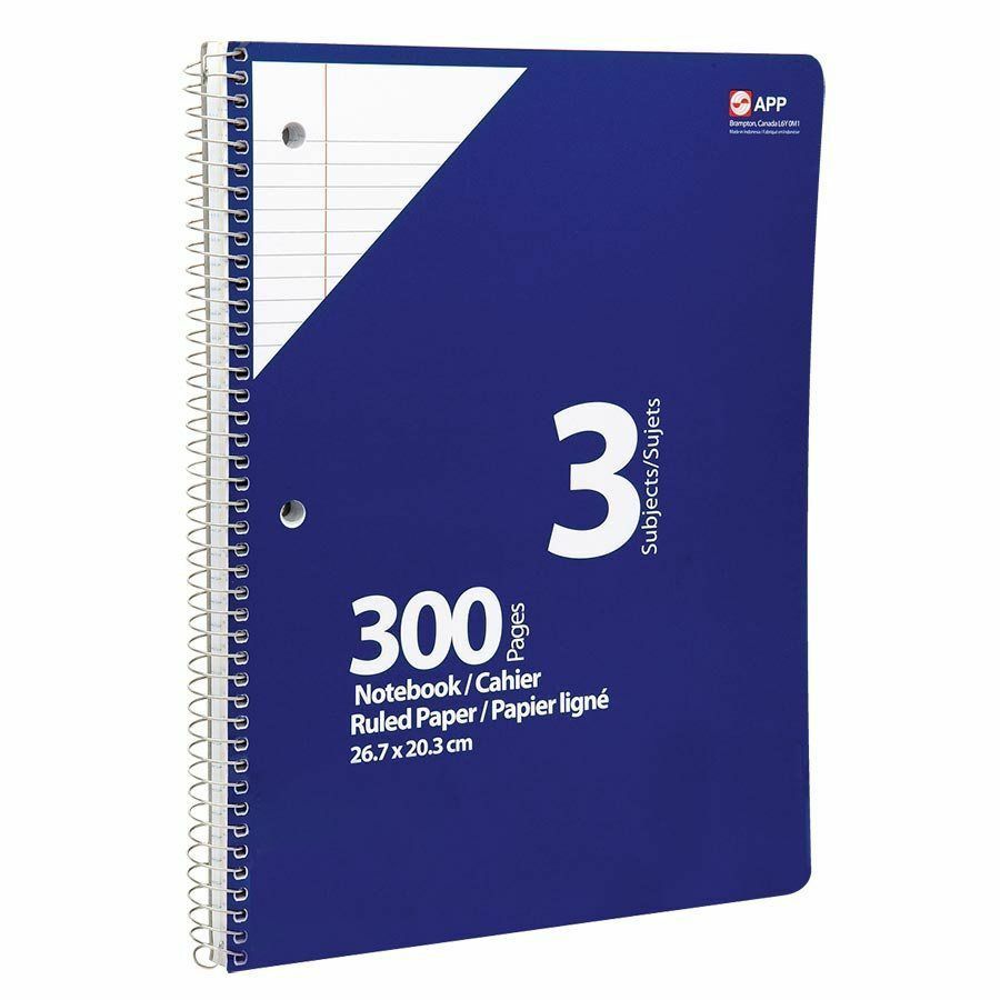 APP Coil Exercise Book, Ruled, 10.5"x8" , 300pg, 3-Subjects