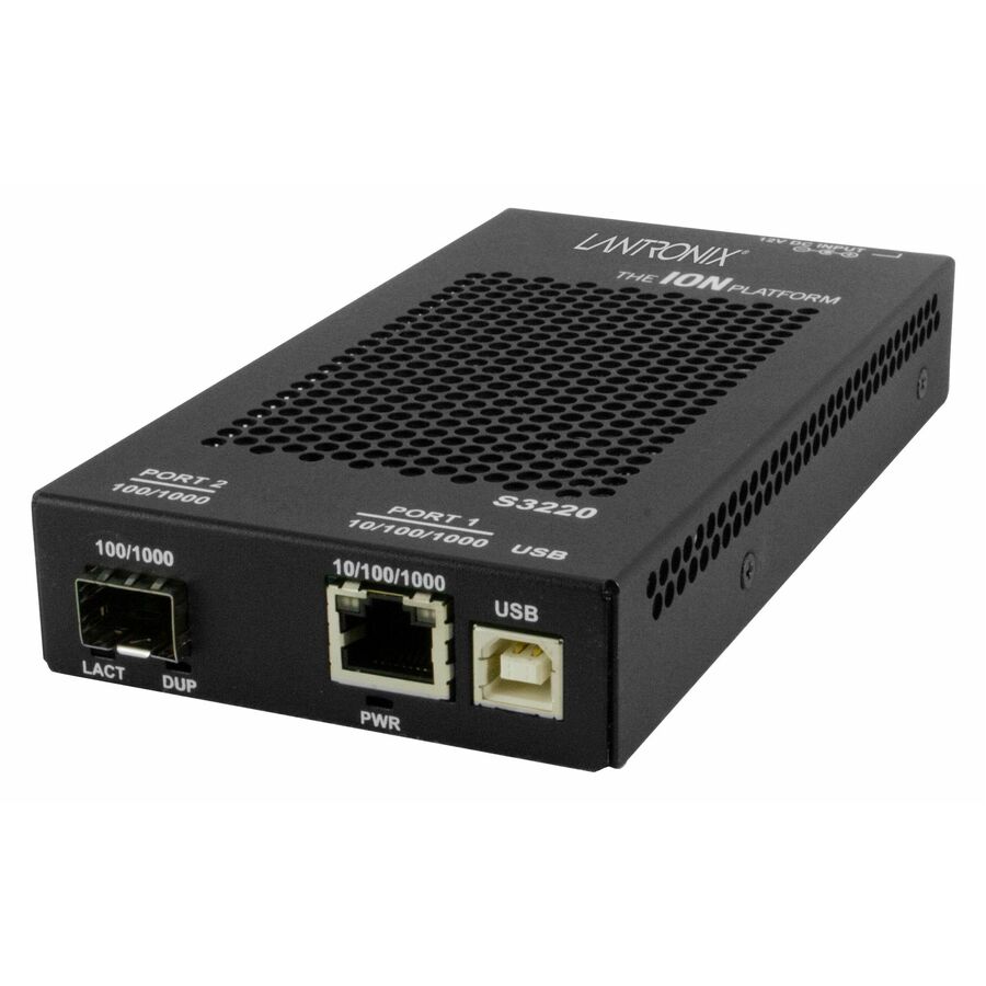 Lantronix S3220 Series managed standalone NID media converter with SFP slot