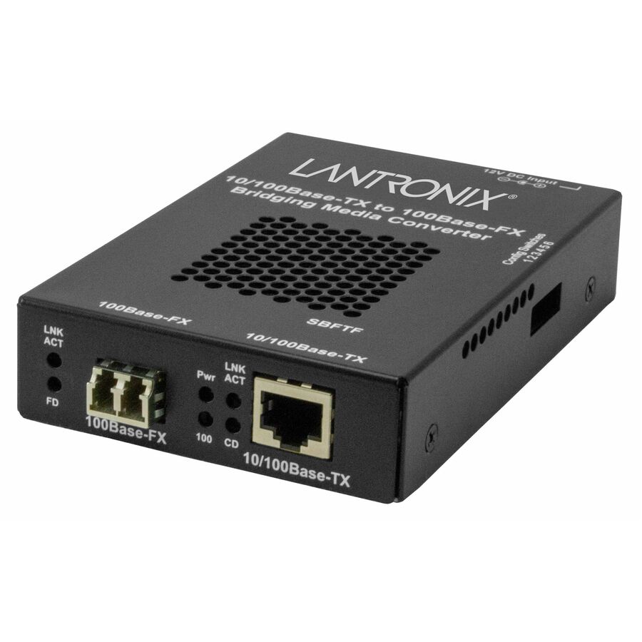 Lantronix SBFTF Series multimode LC media converter with BR power supply