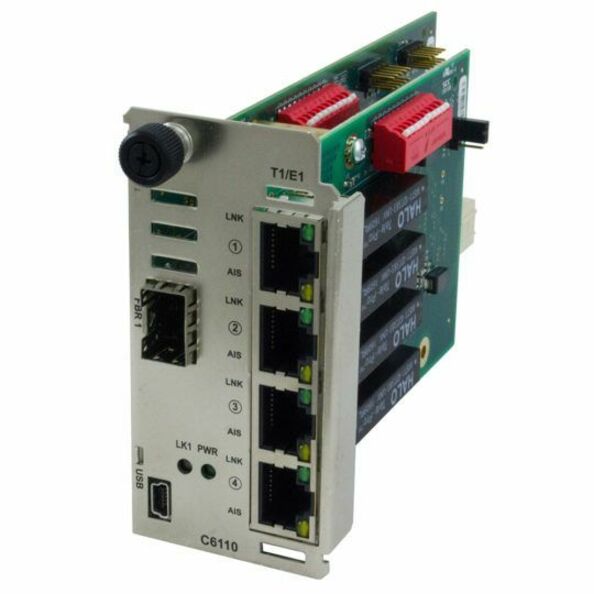 Lantronix C6110-1040 ION DS1 T1/E1/J1 media converter module with RJ-48 and SFP interfaces