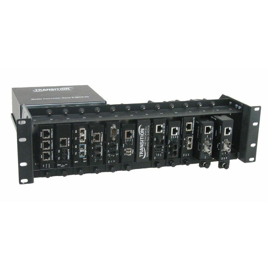 Lantronix E-MCR-05-NA 12-slot media converter rack