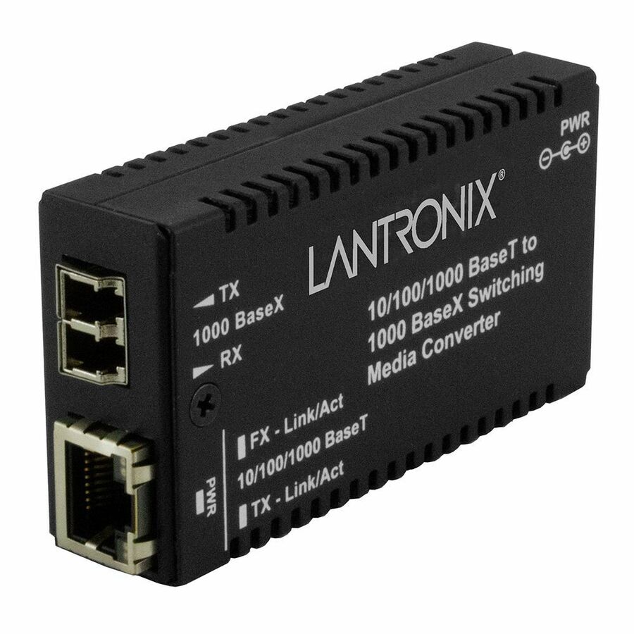 Lantronix M/GE-PSW-SX-01(LC)-NA mini Gigabit Ethernet media converter with RJ-45 and LC ports
