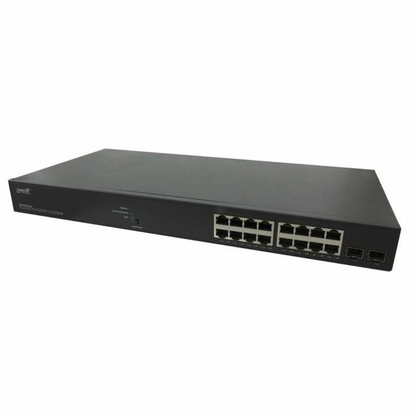 Lantronix SM16TAT2SA 16-port Gigabit PoE+ switch with 2 SFP slots