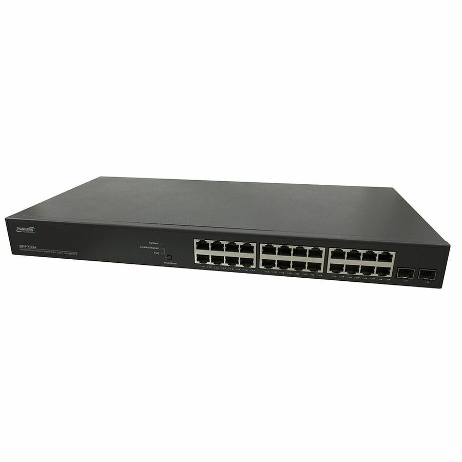 Lantronix SM24TAT2SA-JP 24-port Gigabit PoE+ switch with 2 SFP slots