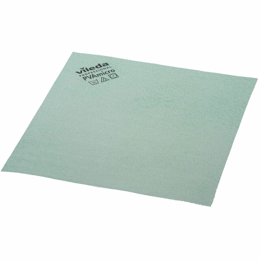 Vileda Professional PVAmicro Cleaning Cloths - Concentrate - 15 Length x  14 Width - 5 / Pack - Streak-free, Absorbent, Flexible, Soft - Green 