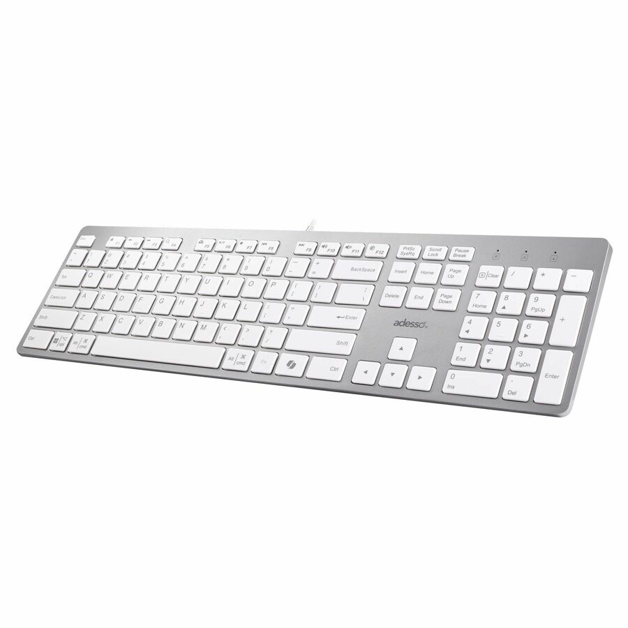 Clavier EasyTouch AKB-730UW - C&acirc;ble Connectivit&eacute; - USB Type C Interface - Anglais (USA) - Blanc Adesso