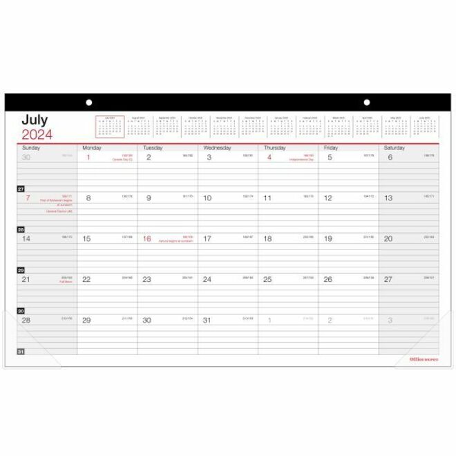 20242025 Office Depot® Brand Monthly Academic Desk Calendar, 173/4" x