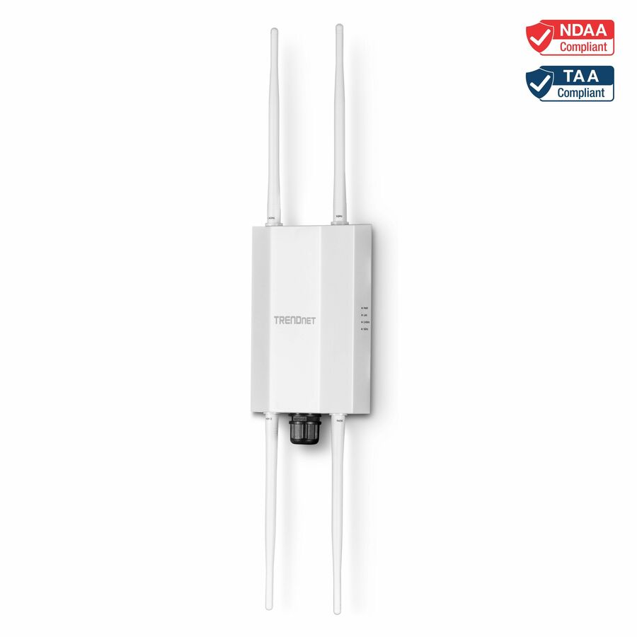 TRENDnet TEW-941APBO AX1800 outdoor Wi‑Fi 6 bridge access point with PoE+ and dual-band antennas