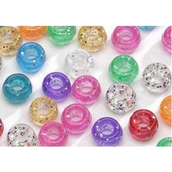 DBLG Import 6x9mm Assorted Color Glitter Pony Beads