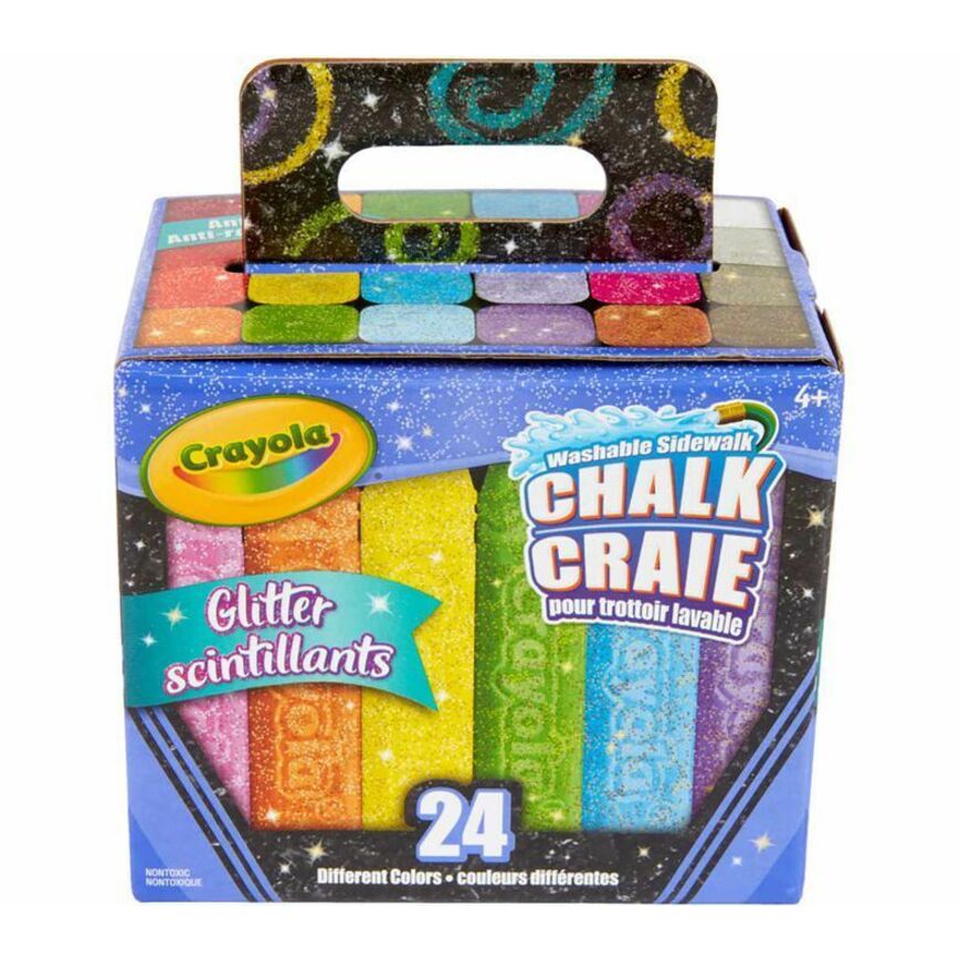 Crayola Washable Sidewalk Chalk, Glitter, 24 Count