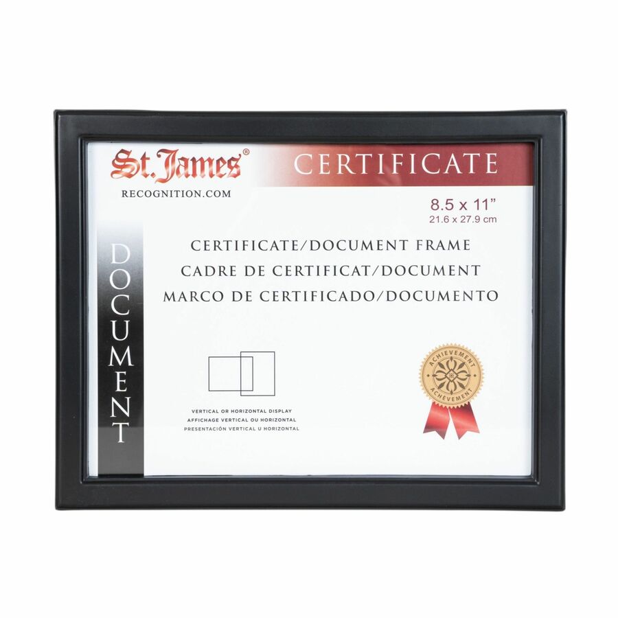 St. James&reg; Certificate/Document/Diploma Frame, 8.5x11" , Black, 83913