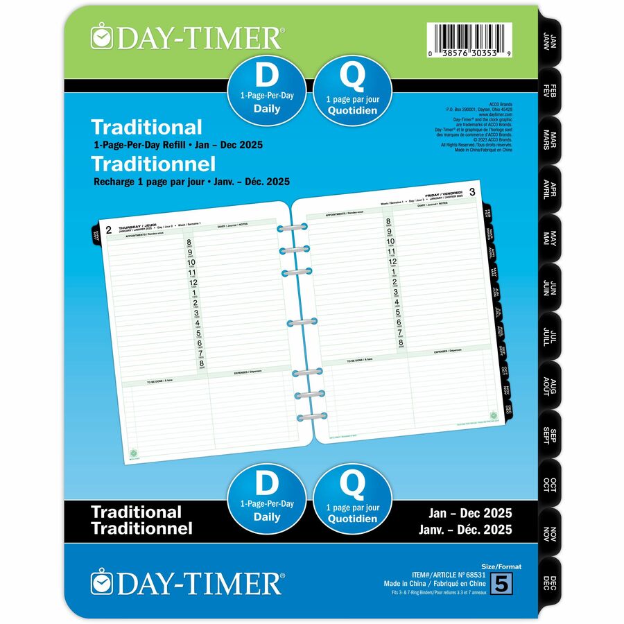 Recharges et accessoires format folio (2025) - Day-Timer