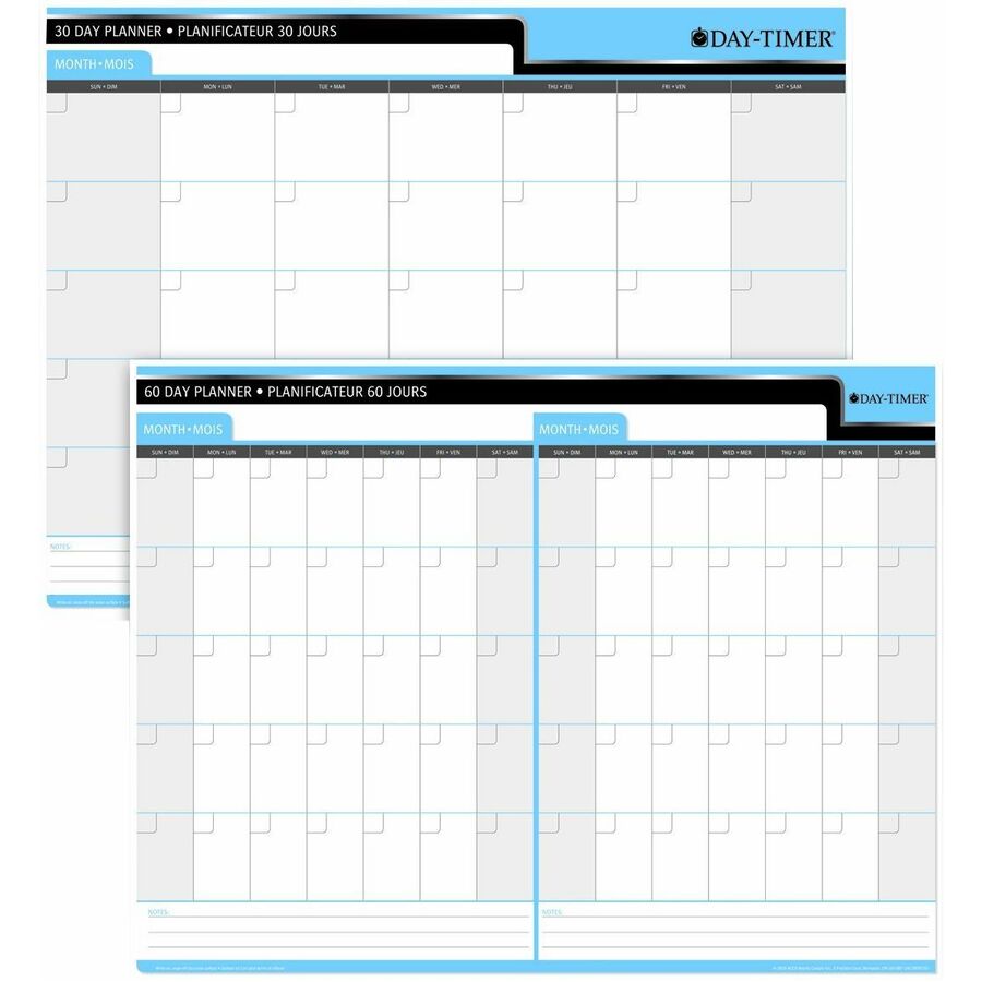 DayTimer 30/60 Day Undated Laminated Reversible Planner, 23"x 30"