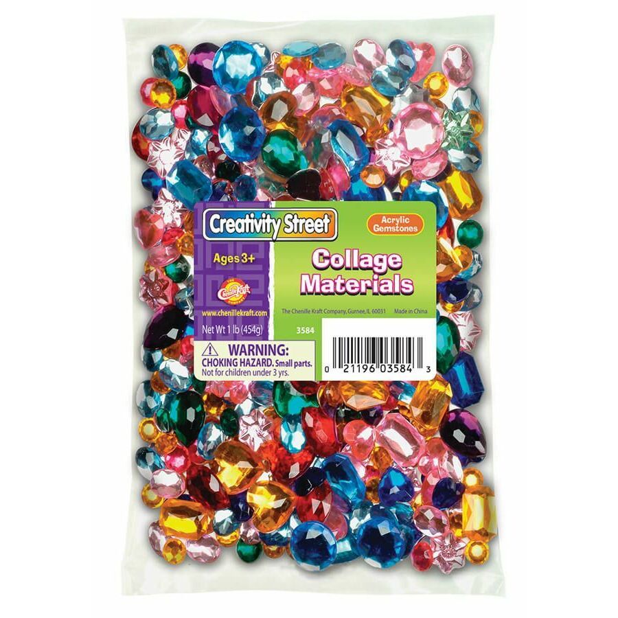Creativity Street Acrylic Gemstones, Assorted Colors, Assorted Sizes, 1 lb.