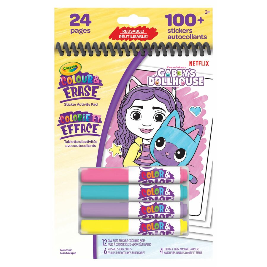 Crayola Colour & Erase Reusable Sticker Activity Pad- Gabby's Dollhouse