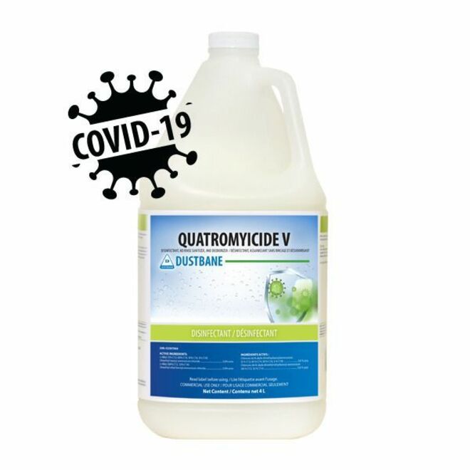Dustbane Quatromyicide V Disinfectant, No Rinse Sanitizer, and Deodorizer