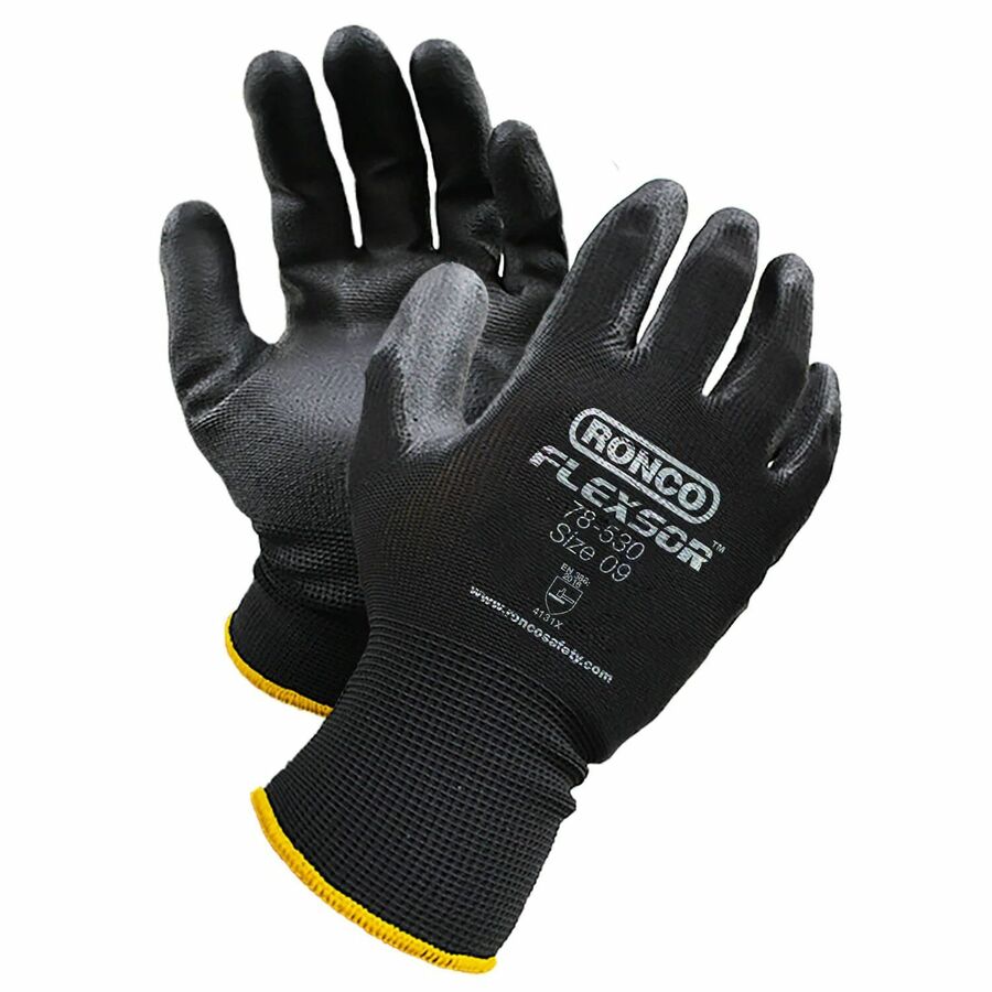 FLEXSOR Polyurethane (PU) Palm Coated Polyester Gloves