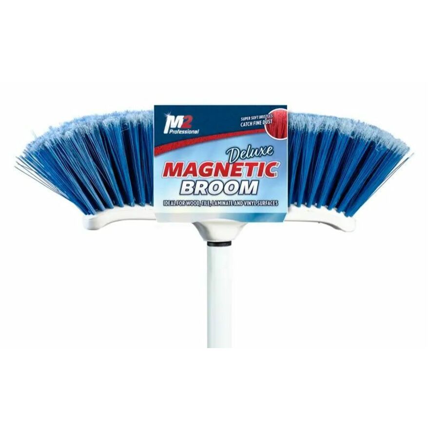 M2 Professional Venus Curved Magnetic Broom with 48" Metal Handle - Blue