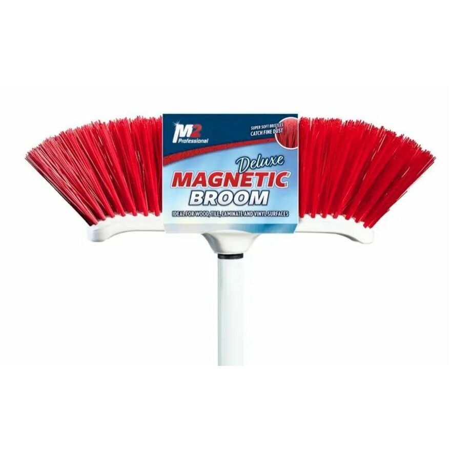 M2 Professional Venus Curved Magnetic Broom with 48" Metal Handle - Red