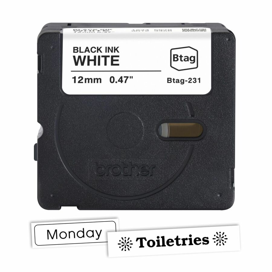 Brother P-touch BTAG-231 Black on White Label Tape