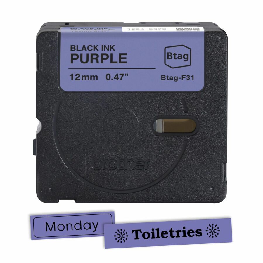 Brother P-touch BTAG-F31 Black on Purple Label Tape