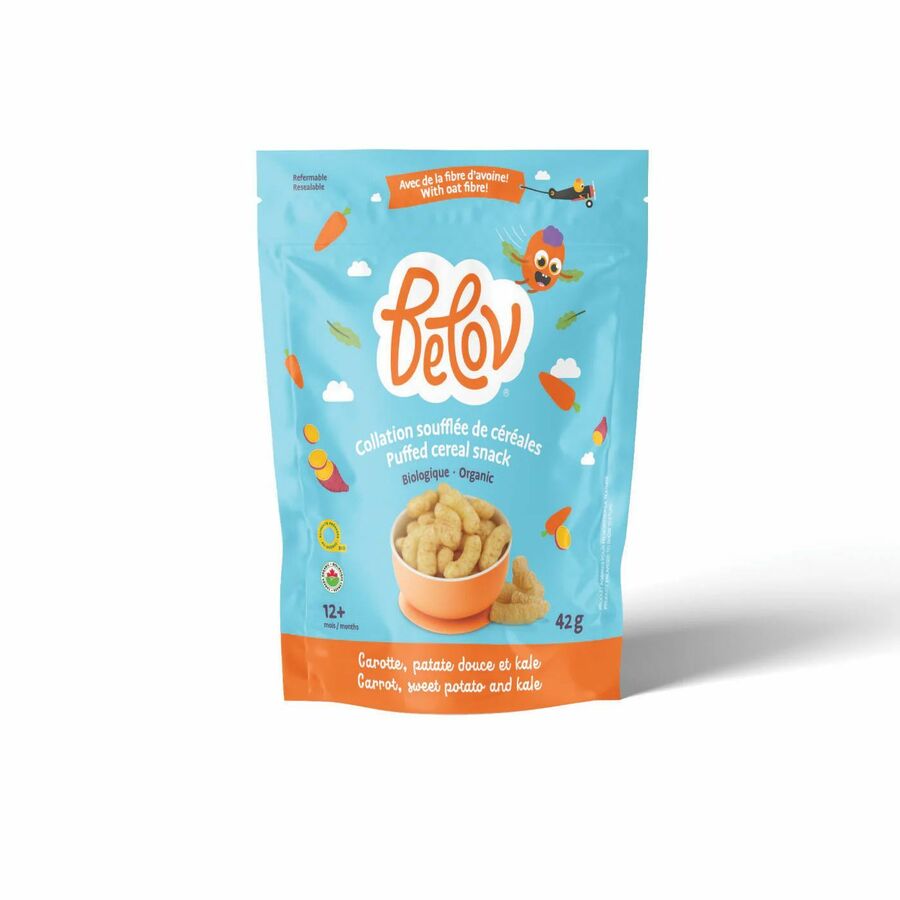 Belov Puffed Cereal Snack - Organic Carrot, Sweet Potato and Kale