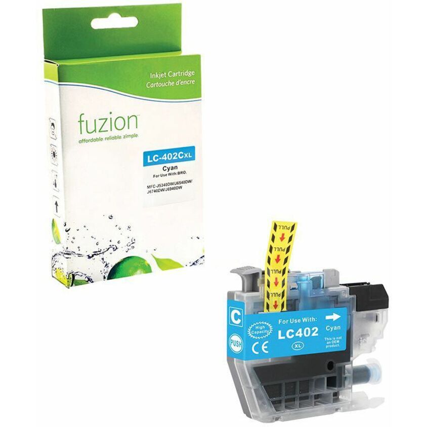 fuzion High Yield Inkjet Ink Cartridge - Alternative for Brother LC402XLC - Cyan - 1 Each