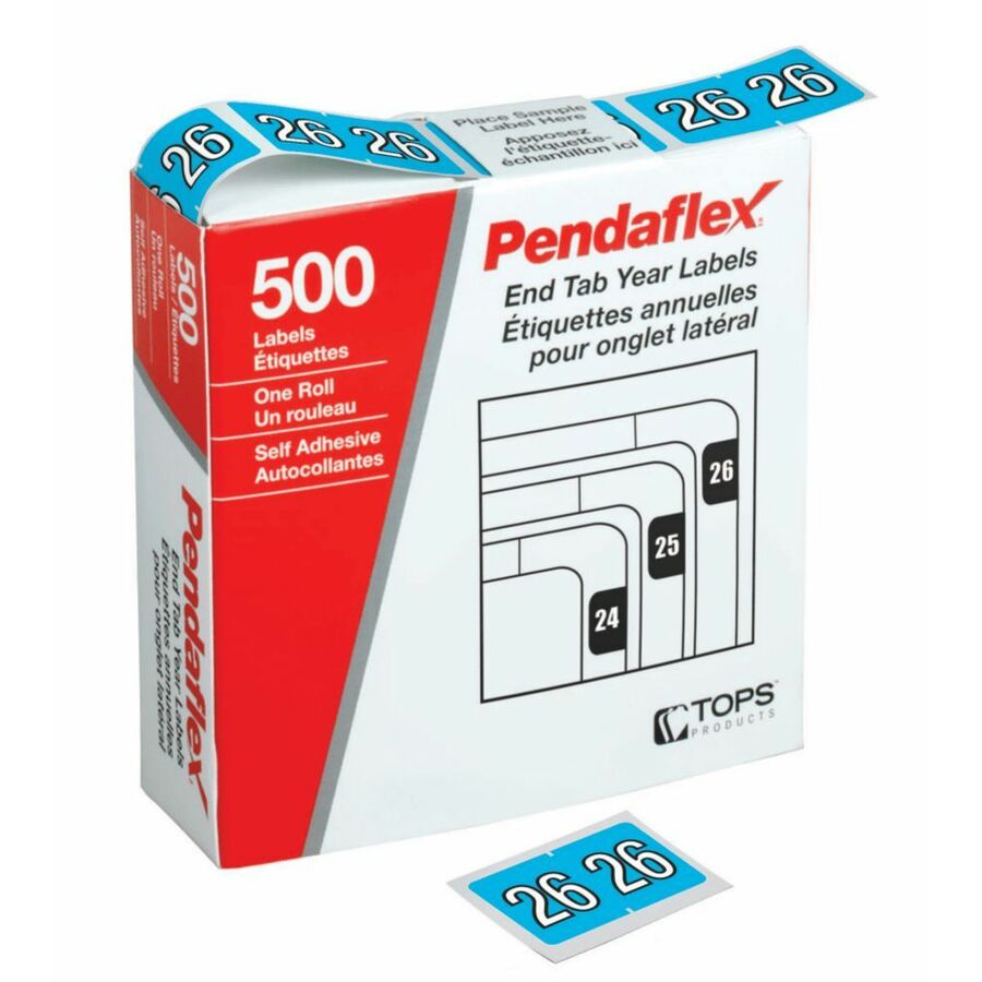 Pendaflex End Tab Year Labels - 2026 - Light Blue, 500/Box