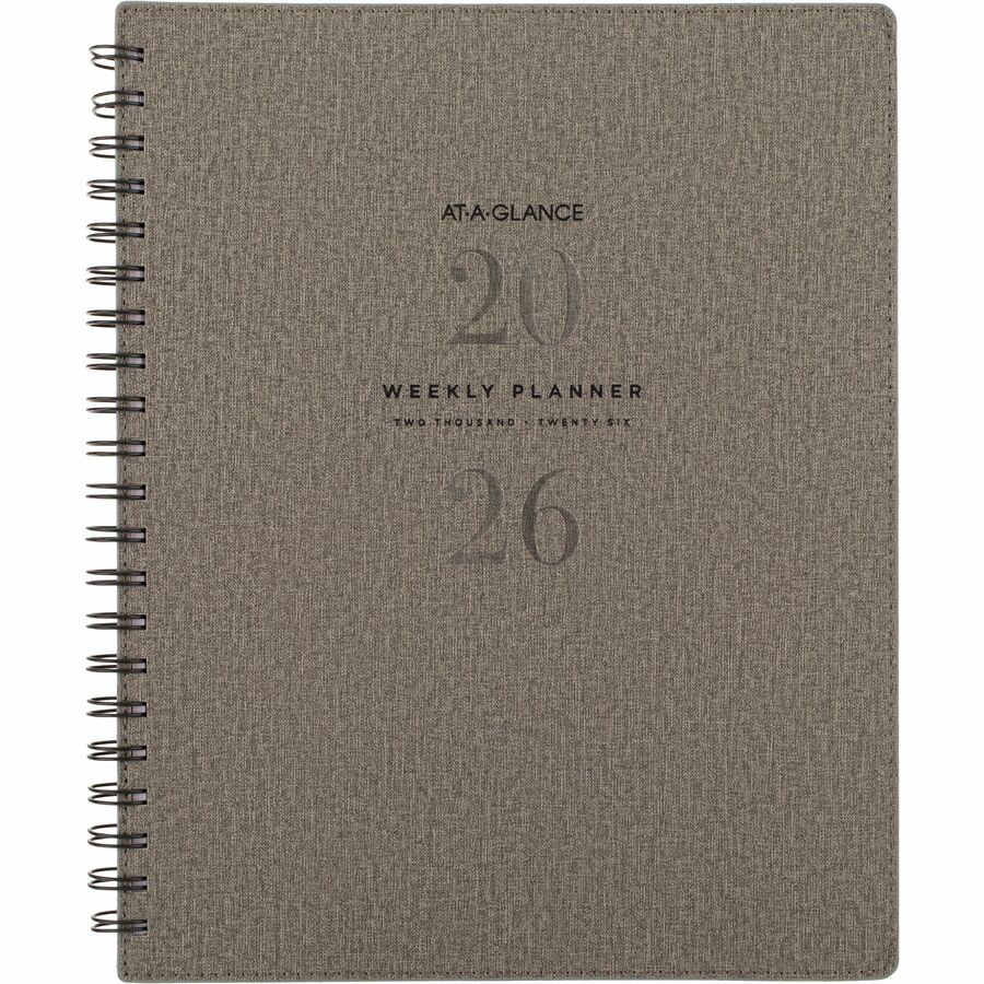 At-A-Glance 2026 Signature Weekly/Monthly Planner - 11" H x 8-3/8" W - Grey - Bilingual