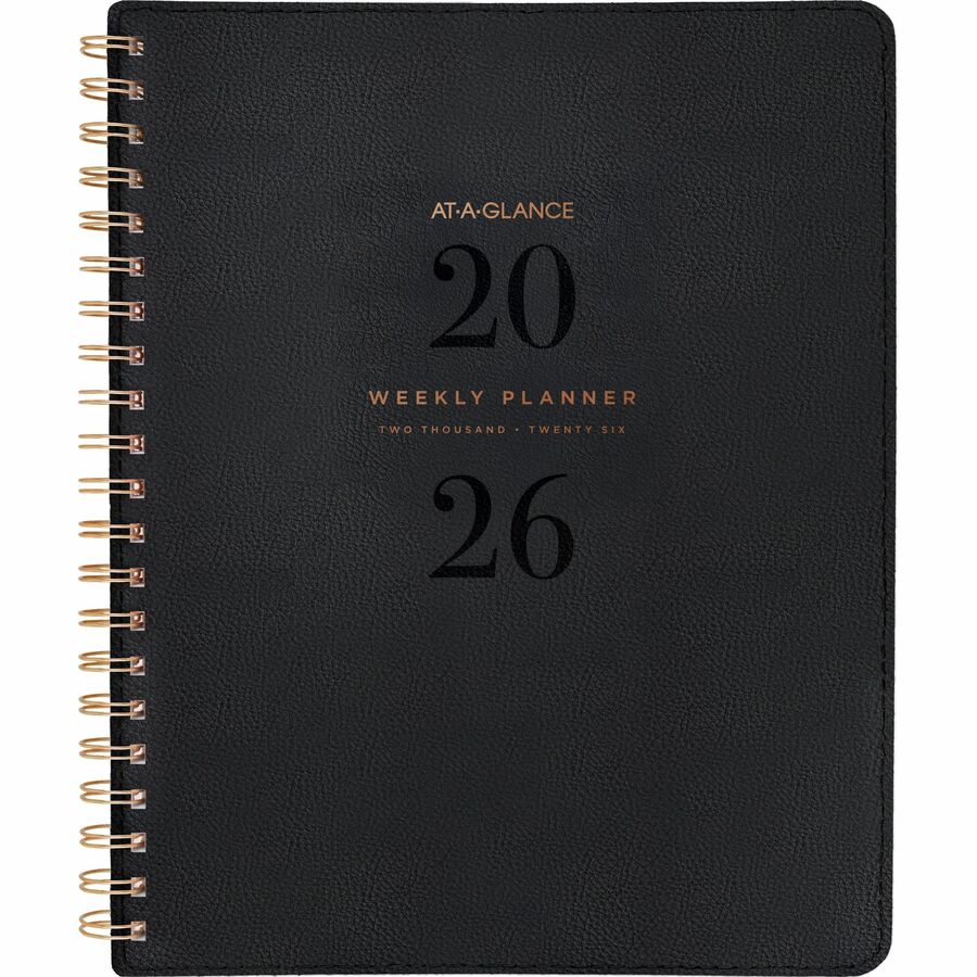 At-A-Glance 2026 Signature Weekly/Monthly Planner - 11" H x 8-3/8" W - Black - Bilingual