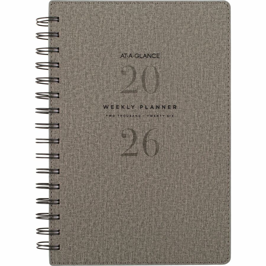 At-A-Glance 2026 Signature Weekly/Monthly Planner - 8-1/2" H x 5-3/8" W - Grey - Bilingual