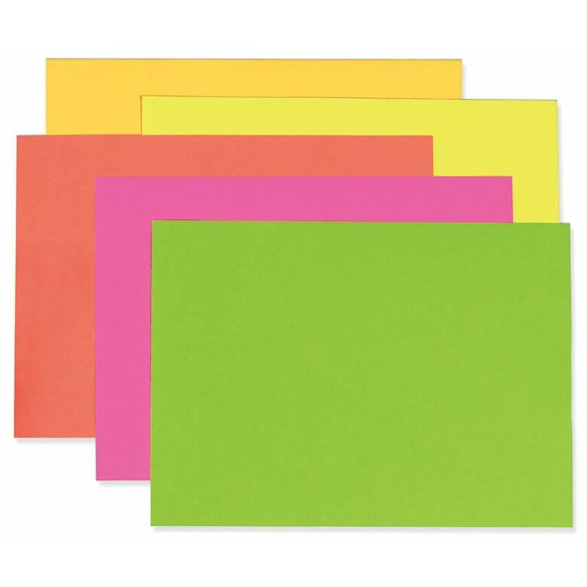 UCreate Neon Coated Poster Board, 5 Colors, 22" x 28" , 1 Sheet