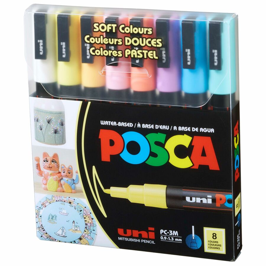uni&reg; POSCA PC-3M, Soft Colors Water-Based Paint Markers (8 Pack)