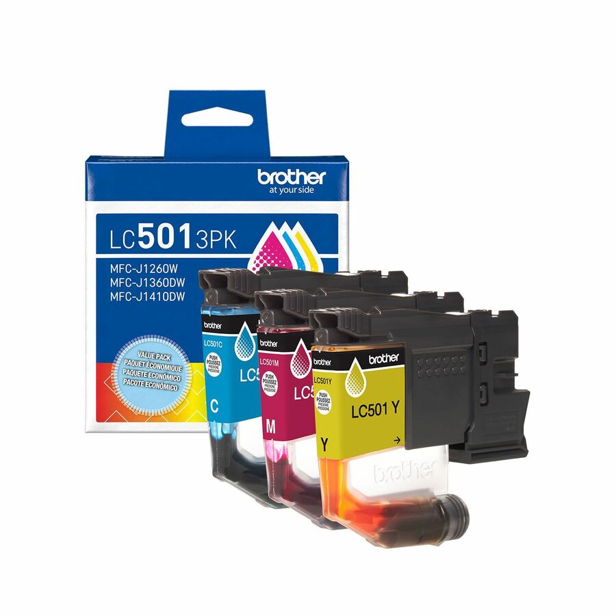 Brother LC501 3PK Original Standard Yield Inkjet Ink Cartridge - Cyan, Magenta, Yellow - 3 Pack